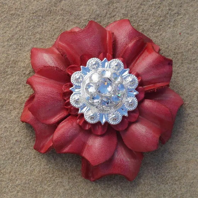 Pink Carnation Flower With Bright Silver Clear 1" Concho 1