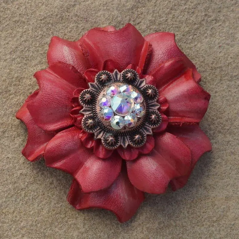 Pink Carnation Flower With Copper Ab 1" Concho 1