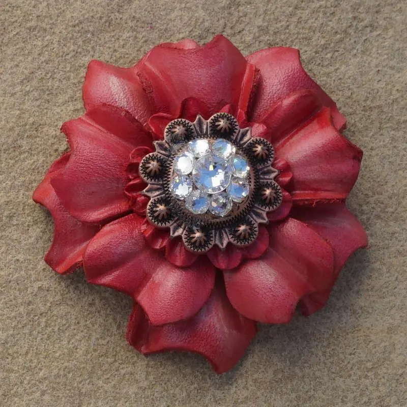 Pink Carnation Flower With Copper Clear 1" Concho 1