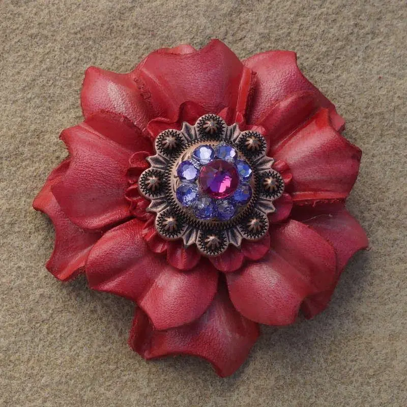 Pink Carnation Flower With Copper Fuchsia And Lilac 1" Concho 1