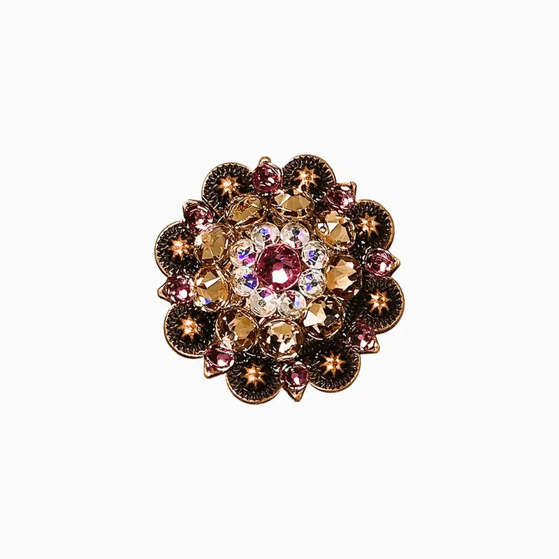 Pink Champagne & Ab Copper 1.5" European Crystal Concho 1
