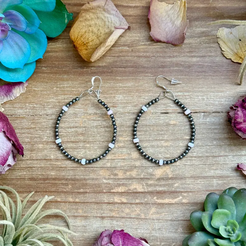 Pink Conch Hoop Earrings – Sterling Silver Pearls 1