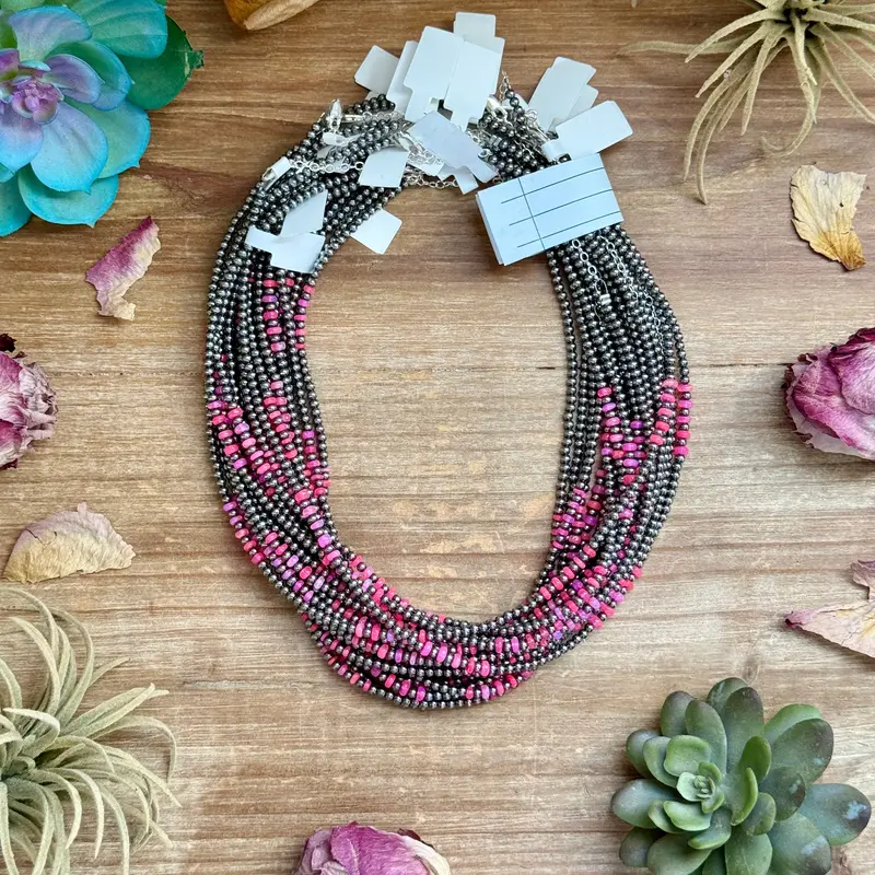 Pink Faceted Opal Necklace – 3 Mm – 16” 2