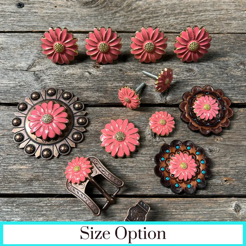 Pink Flower Western Concho W228 1