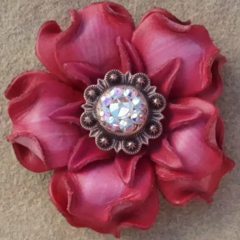 Pink Gardenia Flower With Copper Ab 1" Concho 1