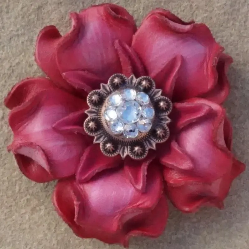 Pink Gardenia Flower With Copper Clear 1" Concho 1