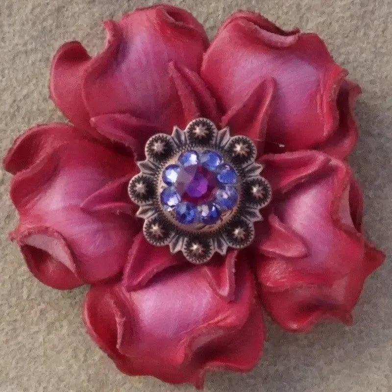 Pink Gardenia Flower With Copper Fuchsia & Lilac 1" Concho 1