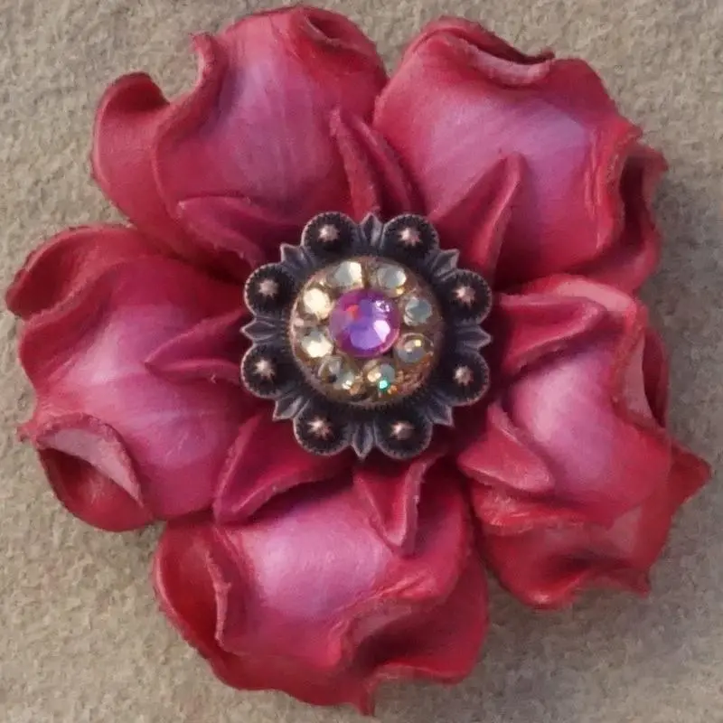 Pink Gardenia Flower With Copper Pink & Champagne 1" Concho 1