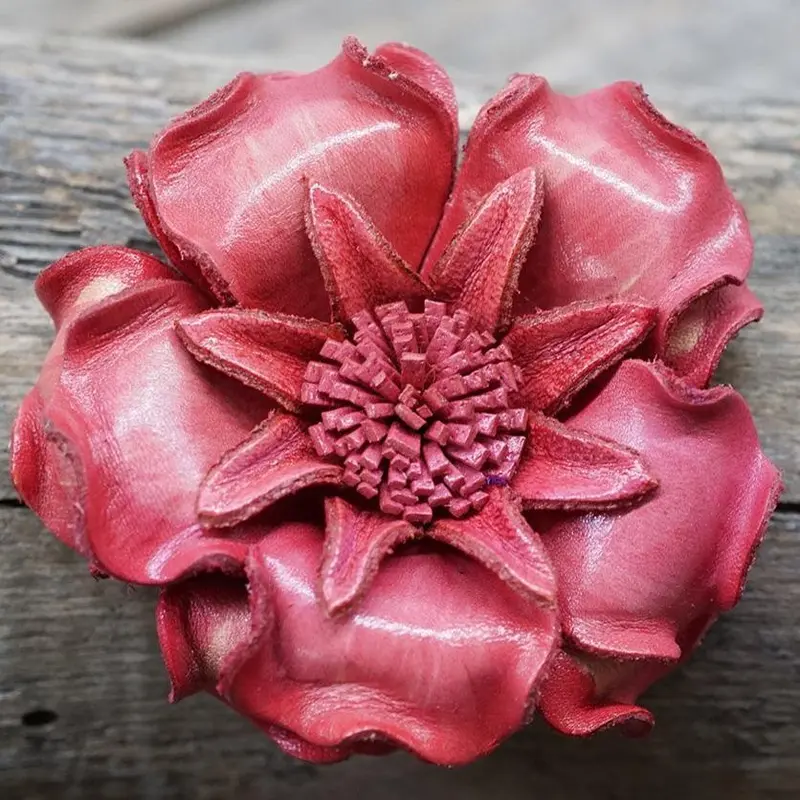 Pink Gardenia Leather Flower 1
