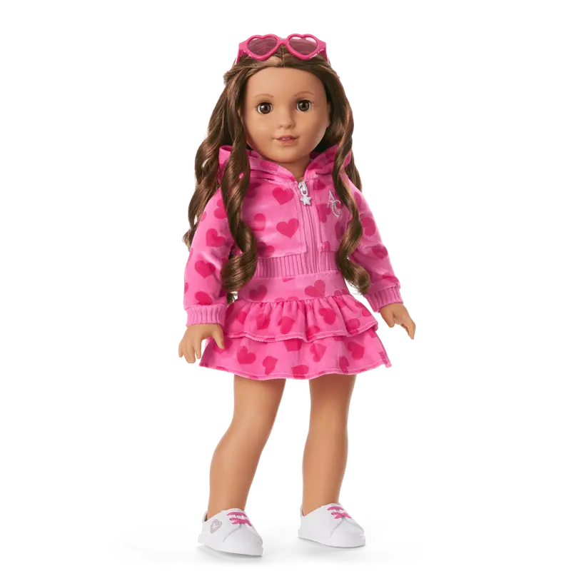 Pink Hearts Hoodie Dress For 18-Inch Dolls 2