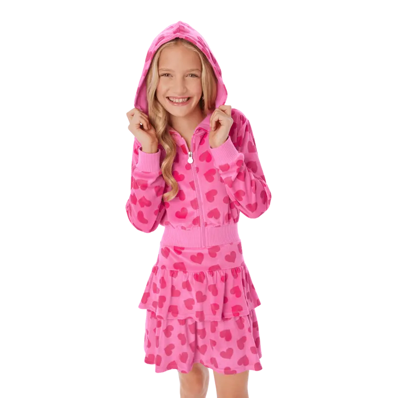 Pink Hearts Hoodie Dress For Girls 3