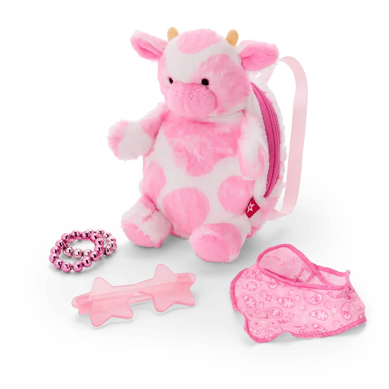 Pink Spotted Cow Backpack & Accessory Set For 18-Inch Dolls 1