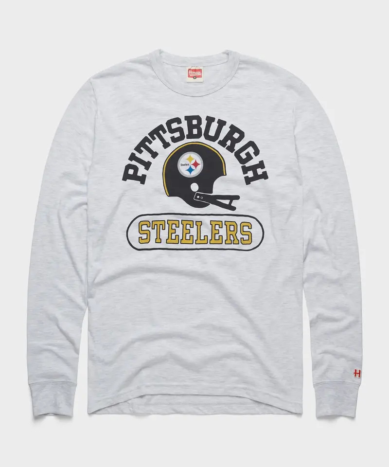 Pittsburgh Steelers Throwback Helmet Long Sleeve Tee 1