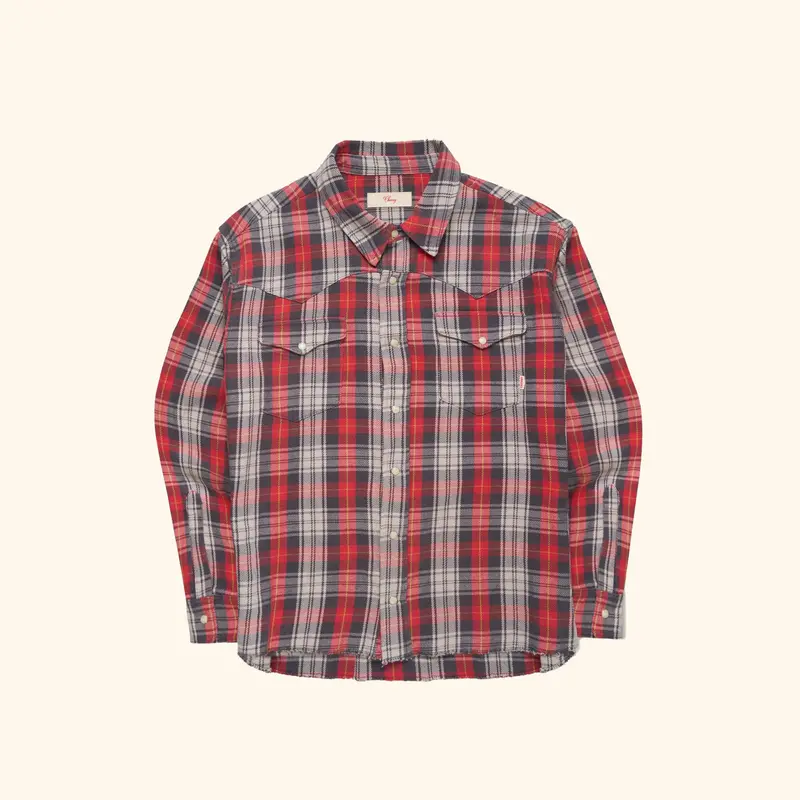 Plaid Western Shirt (Red) 1