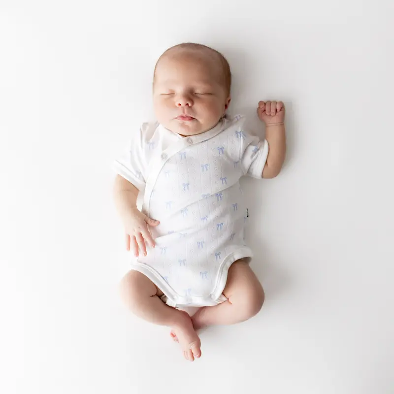 Pointelle Kimono Bodysuit In Sweet Blue Bow 1
