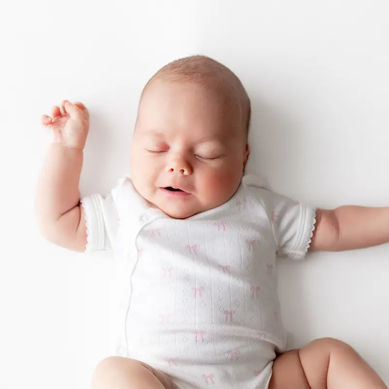 Pointelle Kimono Bodysuit In Sweet Pink Bow 1
