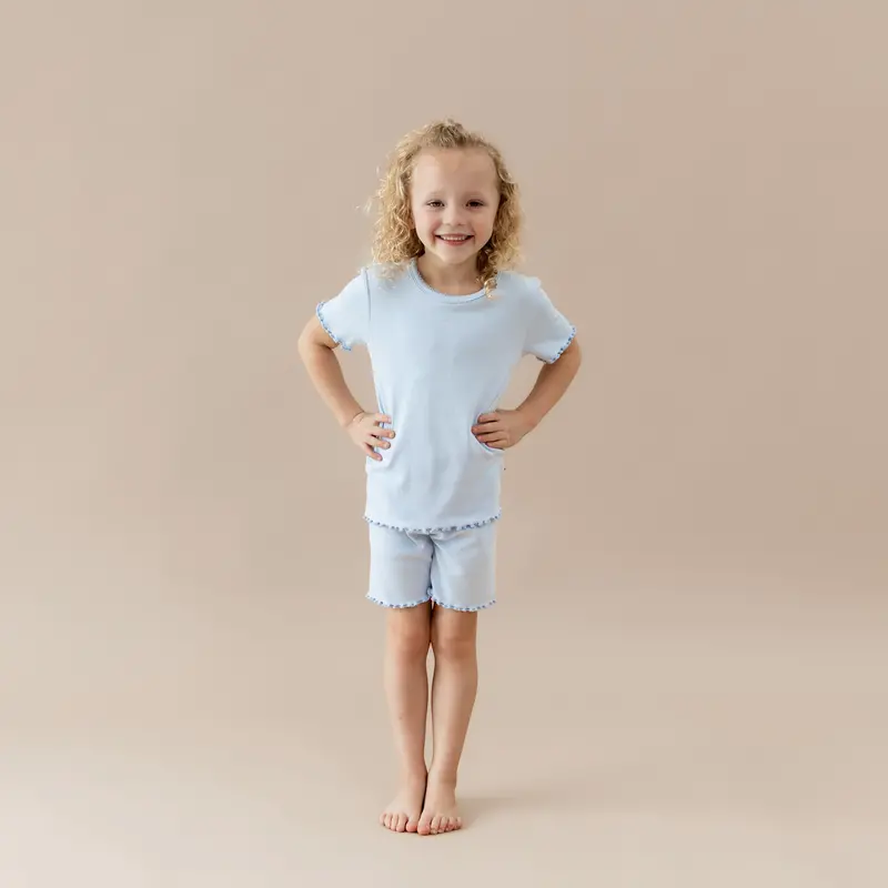 Pointelle Short Sleeve Set In Breeze 1
