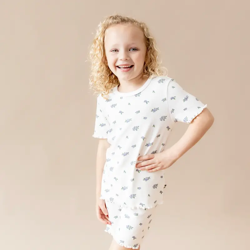 Pointelle Short Sleeve Set In Spray Rose 1