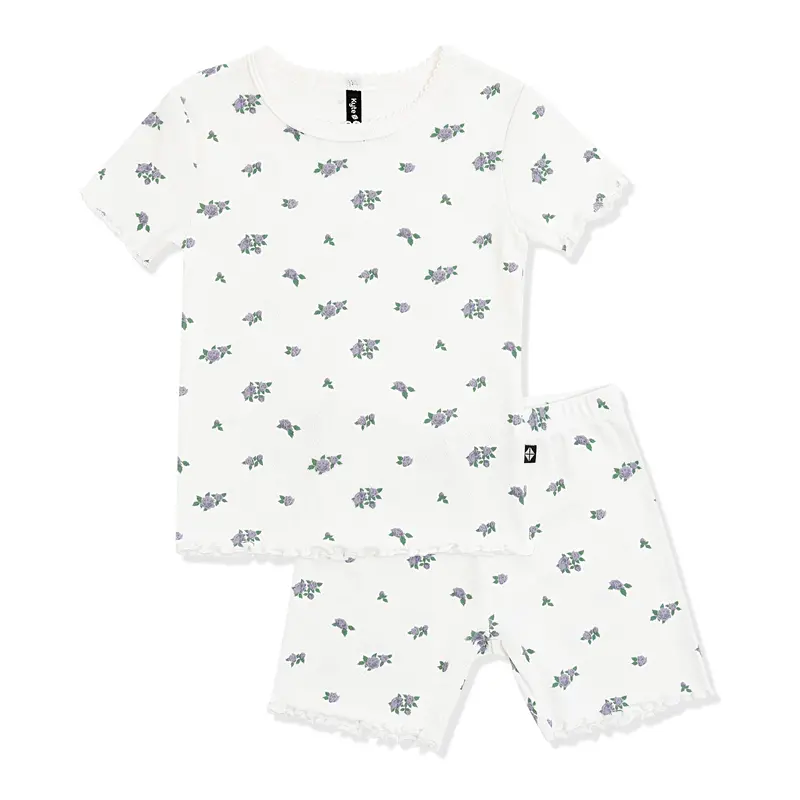 Pointelle Short Sleeve Set In Spray Rose 3