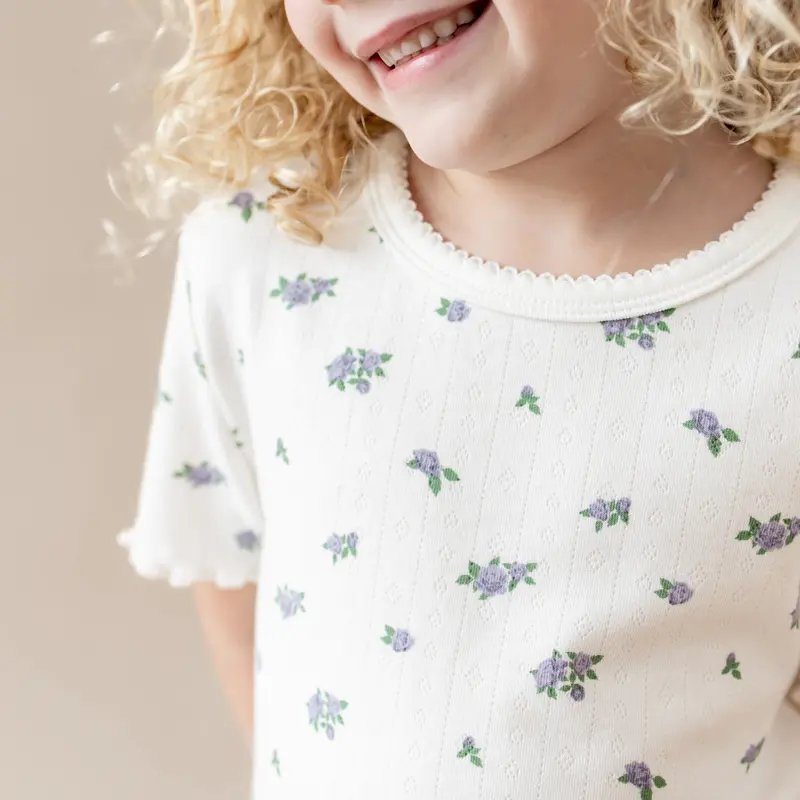 Pointelle Short Sleeve Set In Spray Rose 5