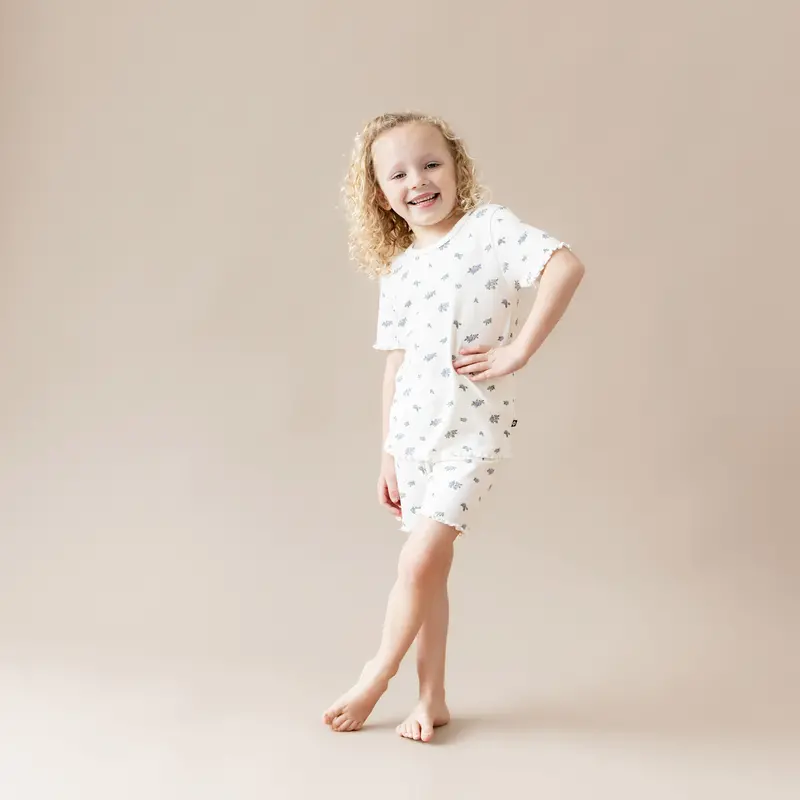 Pointelle Short Sleeve Set In Spray Rose 6