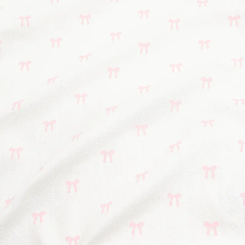 Pointelle Short Sleeve Set In Sweet Pink Bow 2