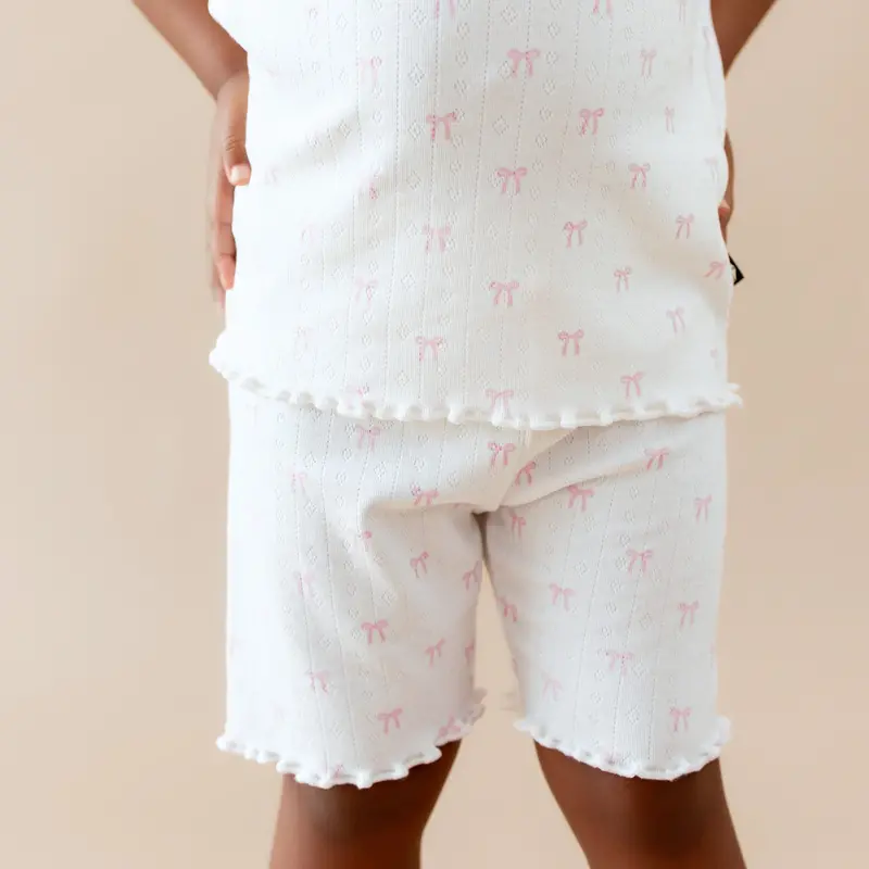 Pointelle Short Sleeve Set In Sweet Pink Bow 4