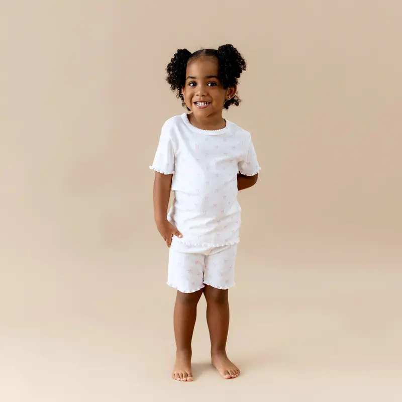 Pointelle Short Sleeve Set In Sweet Pink Bow 5