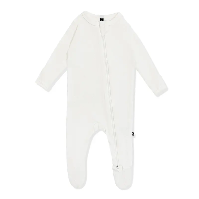 Pointelle Zippered Footie In Cloud 3