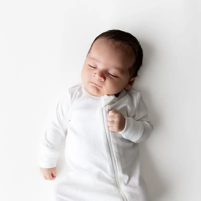 Pointelle Zippered Footie In Cloud 4