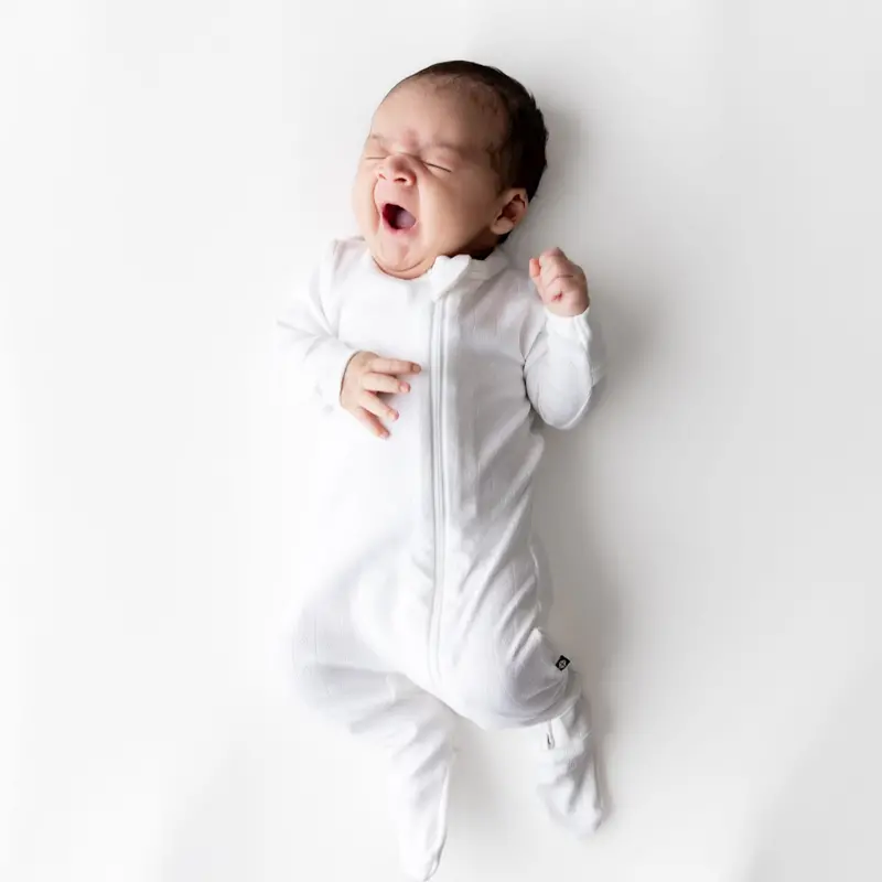 Pointelle Zippered Footie In Cloud 5