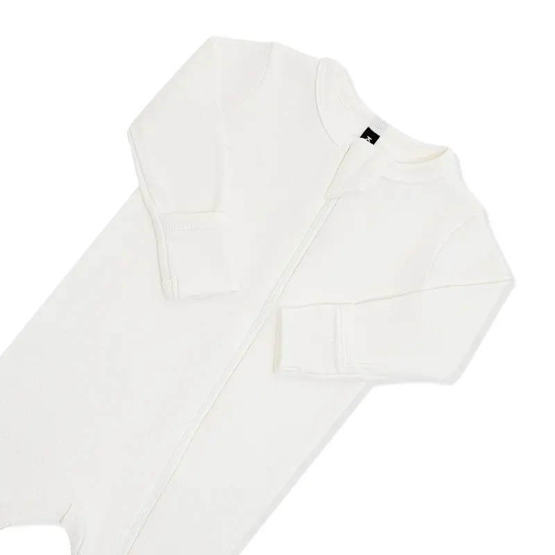 Pointelle Zippered Footie In Cloud 6
