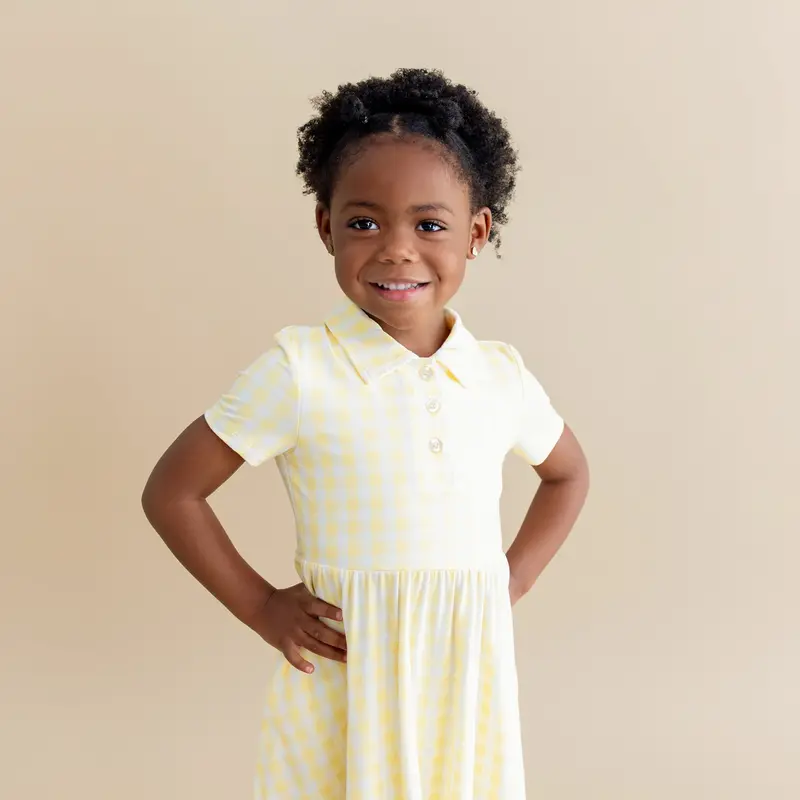 Polo Dress In Gingham Chamomile 1