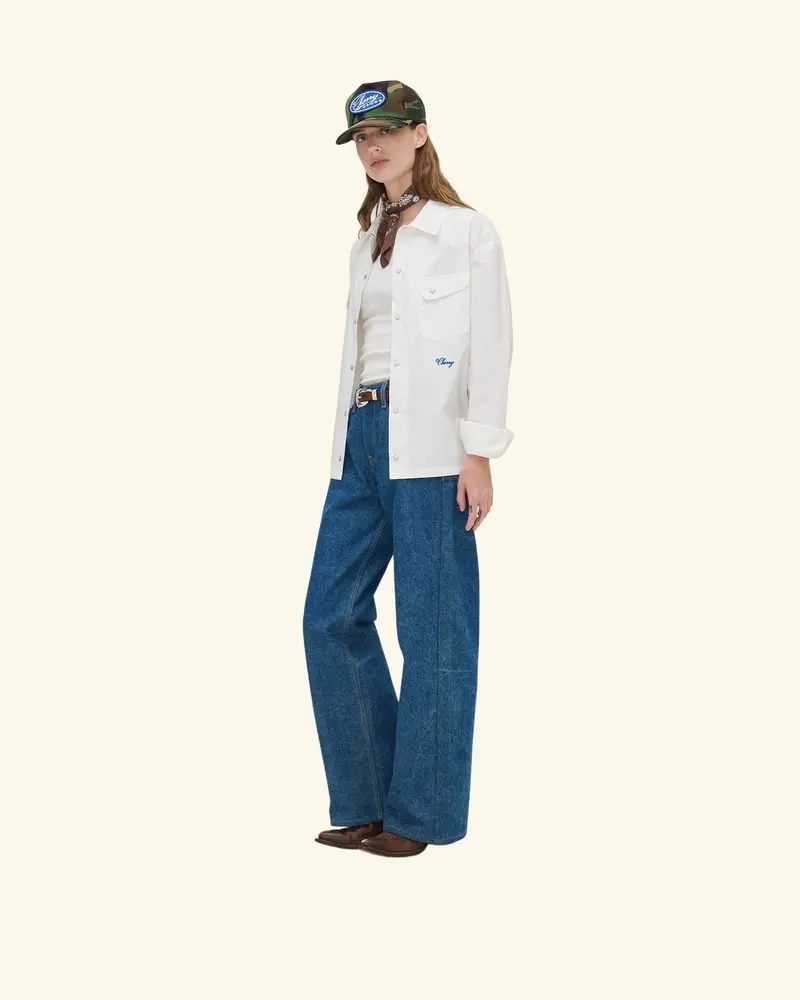 Poplin Western Shirt (White) 5