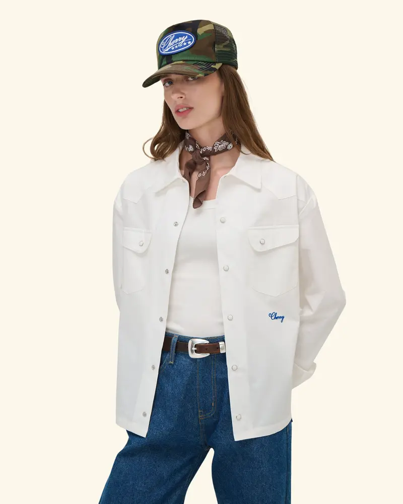 Poplin Western Shirt (White) 6
