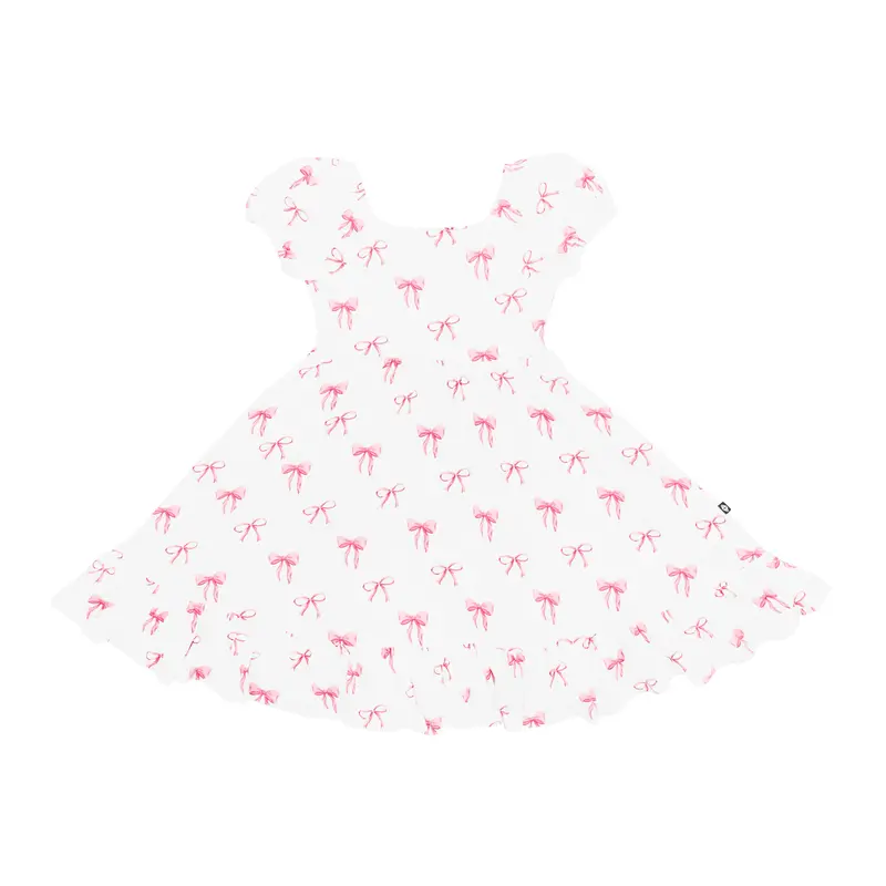 Puff Sleeve Twirl Dress In Bow 2