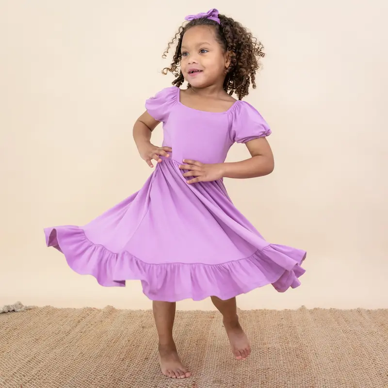 Puff Sleeve Twirl Dress In Poi 1