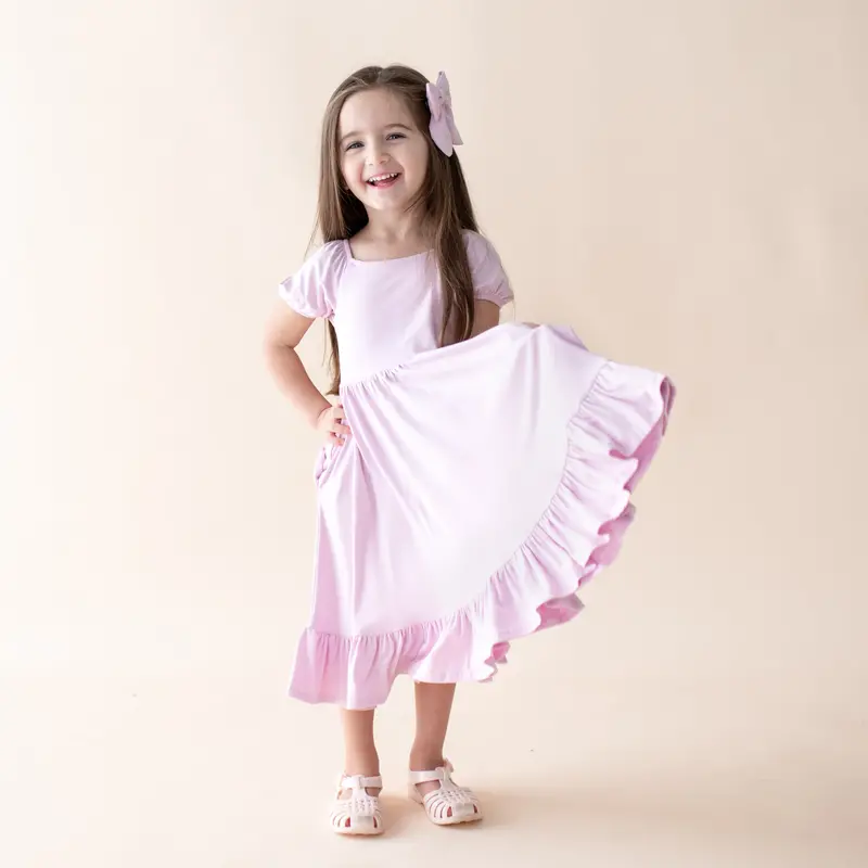 Puff Sleeve Twirl Dress In Thistle 1