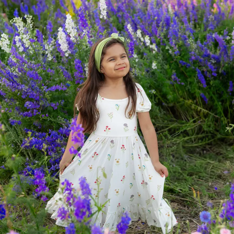 Puff Sleeve Twirl Dress In Wildflower 1