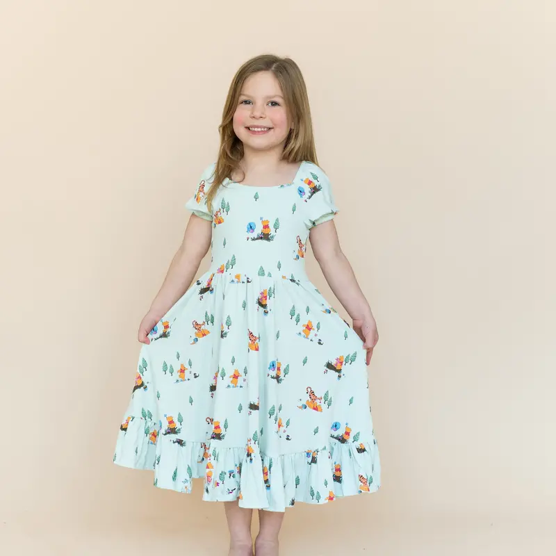 Puff Sleeve Twirl Dress In Winnie The Pooh Hundred Acre Wood 1
