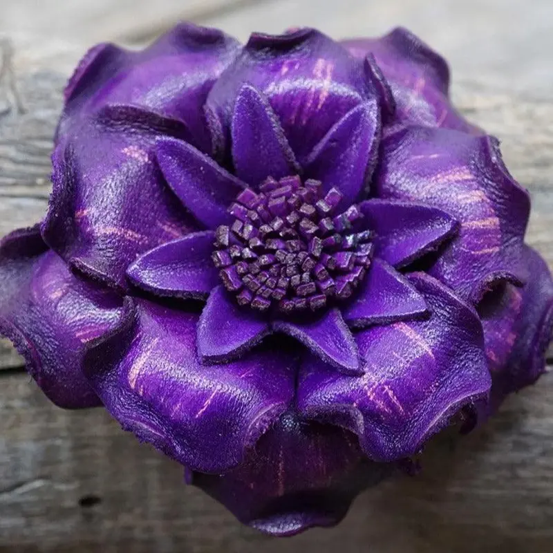 Purple Gardenia Leather Flower 1