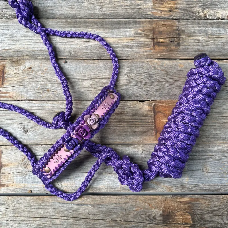 Purple Mule Tape Halter - Purple Roses #Mt222 1