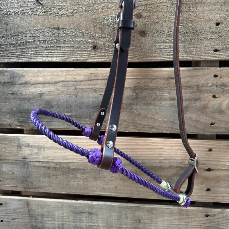 Purple Single Rope Noseband Lariat With Leather Hanger #Han104 2