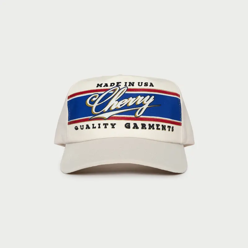 Racing 5 Panel Hat (Vintage White) 1