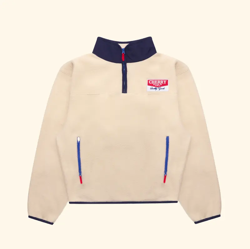 Racing Half Zip Fleece (Cream/Navy) 1