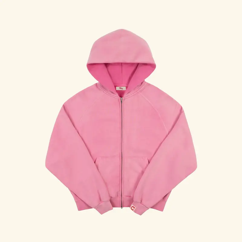 Raglan Zip Up Hoodie (Fuchsia) 1