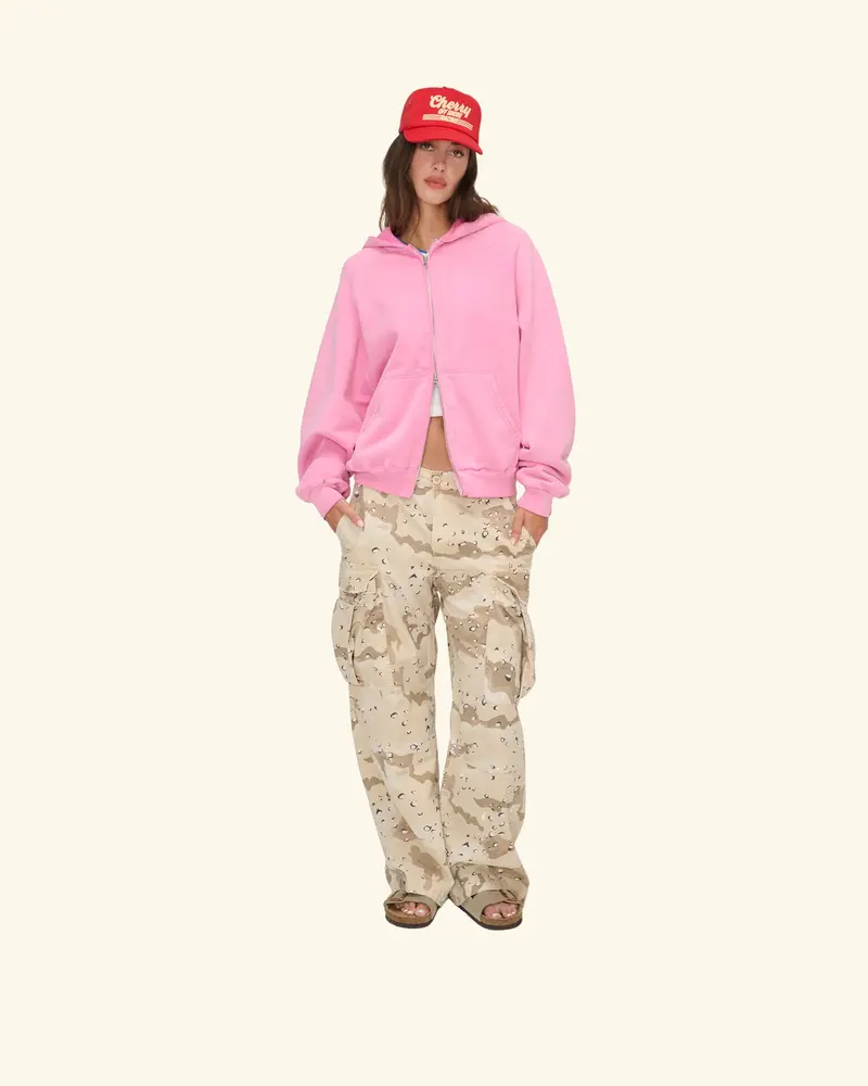 Raglan Zip Up Hoodie (Fuchsia) 3