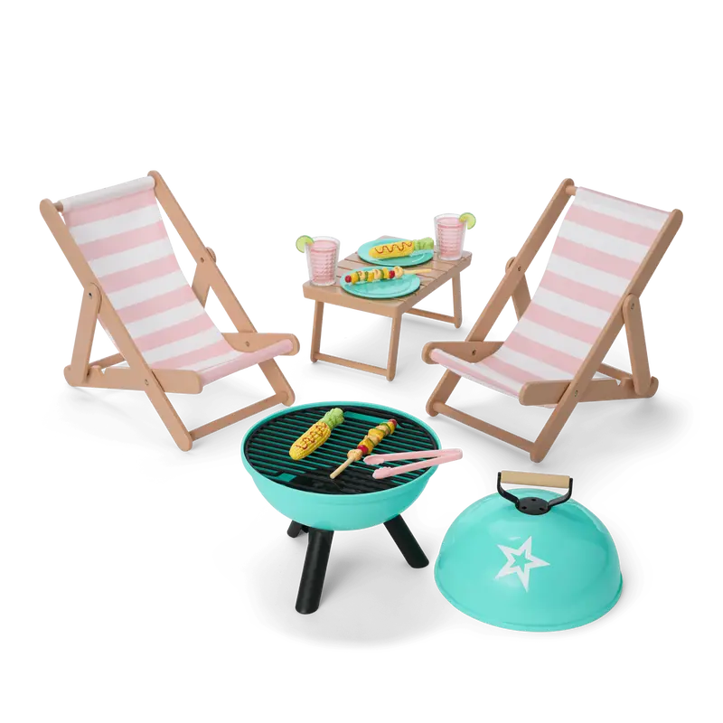 Raquel's™ Beach Chairs & Barbecue Set For 18-Inch Dolls (Girl Of The Year™ 2026) 1