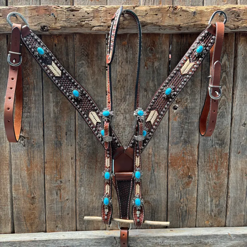Rawhide South West One Ear Headstall And Breastcollar Tack Set #Oebc409 1