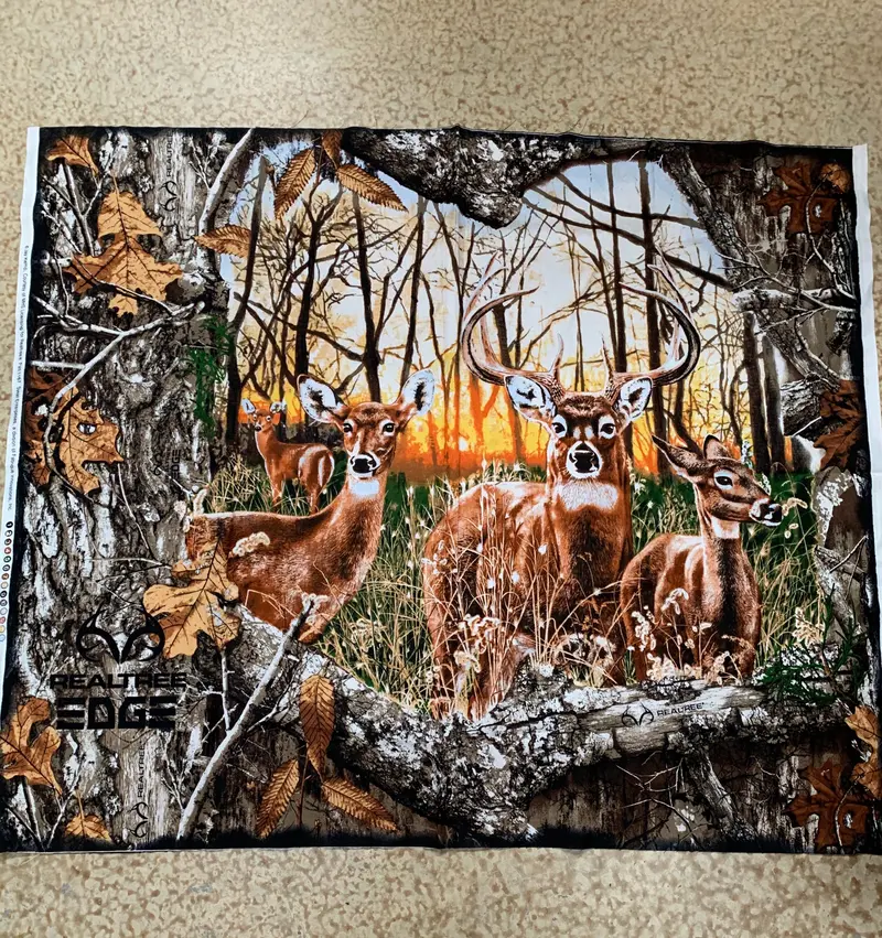 Realtree - 4 Deer Panel - 36 X 45. 100% Cotton. 1